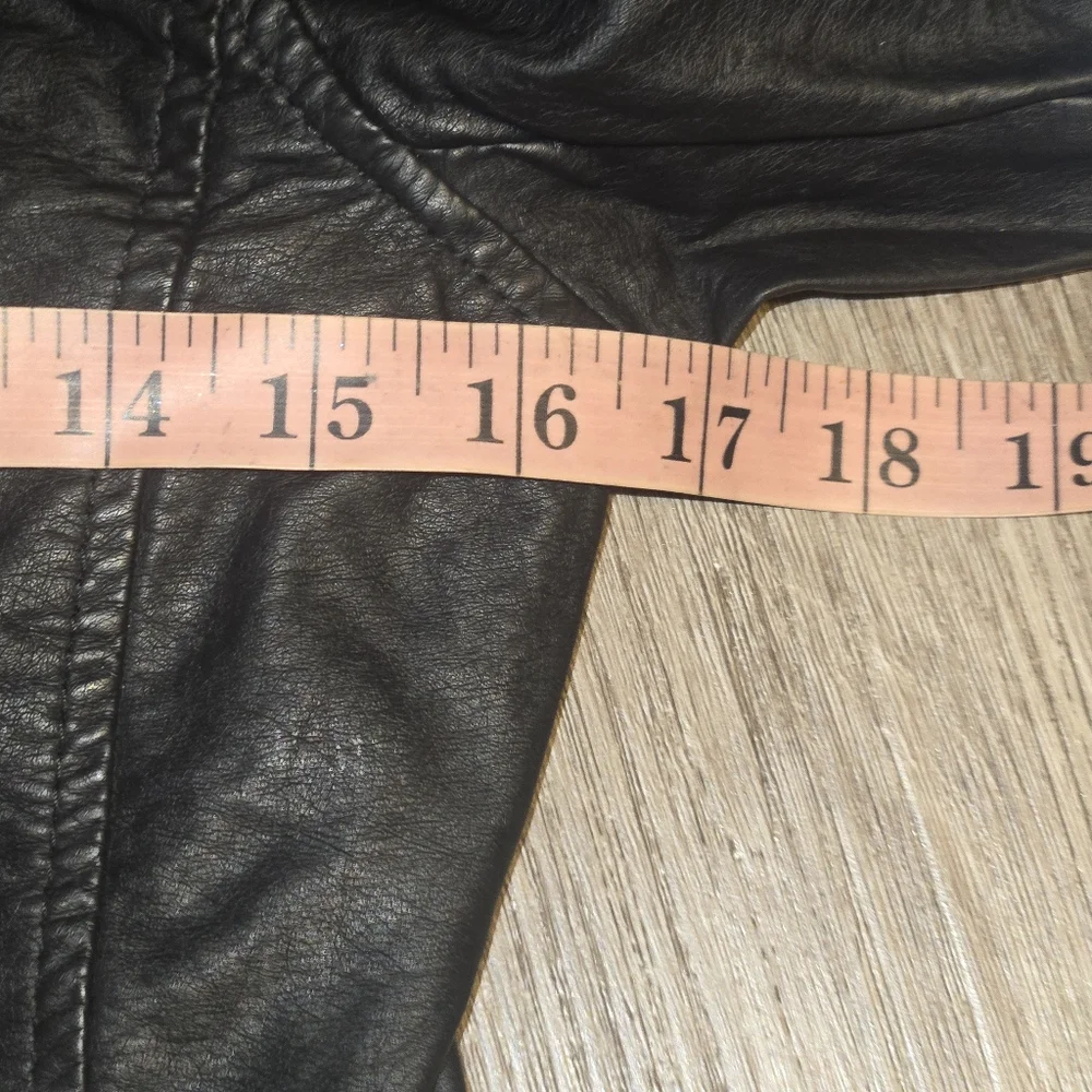 Jou Jou Kids Black Leather Jacket with Ruffle Detail